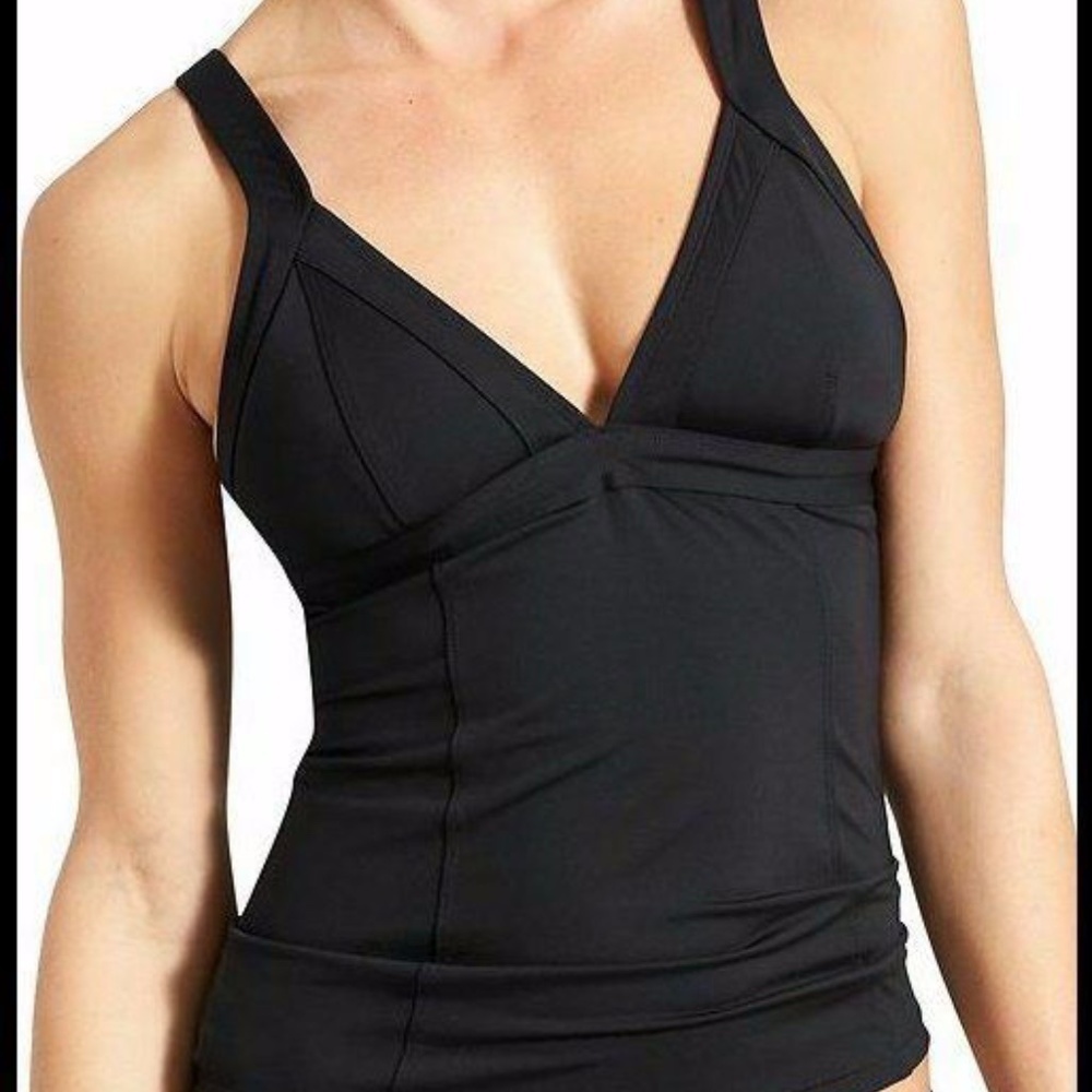 ATHLETA BLACK CLEAN STRAP TANKINI SWIM TOP